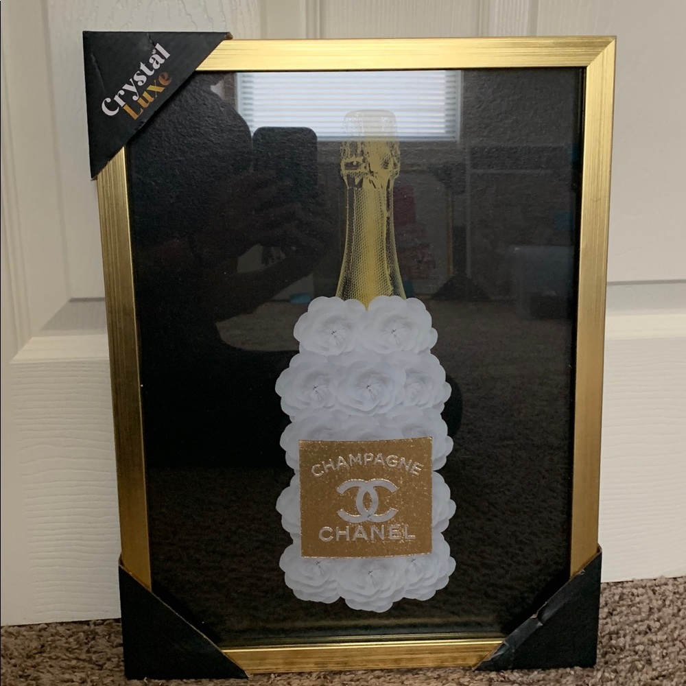 FASHION INSPIRED Champagne Bottle Picture - Framed with Glass Front